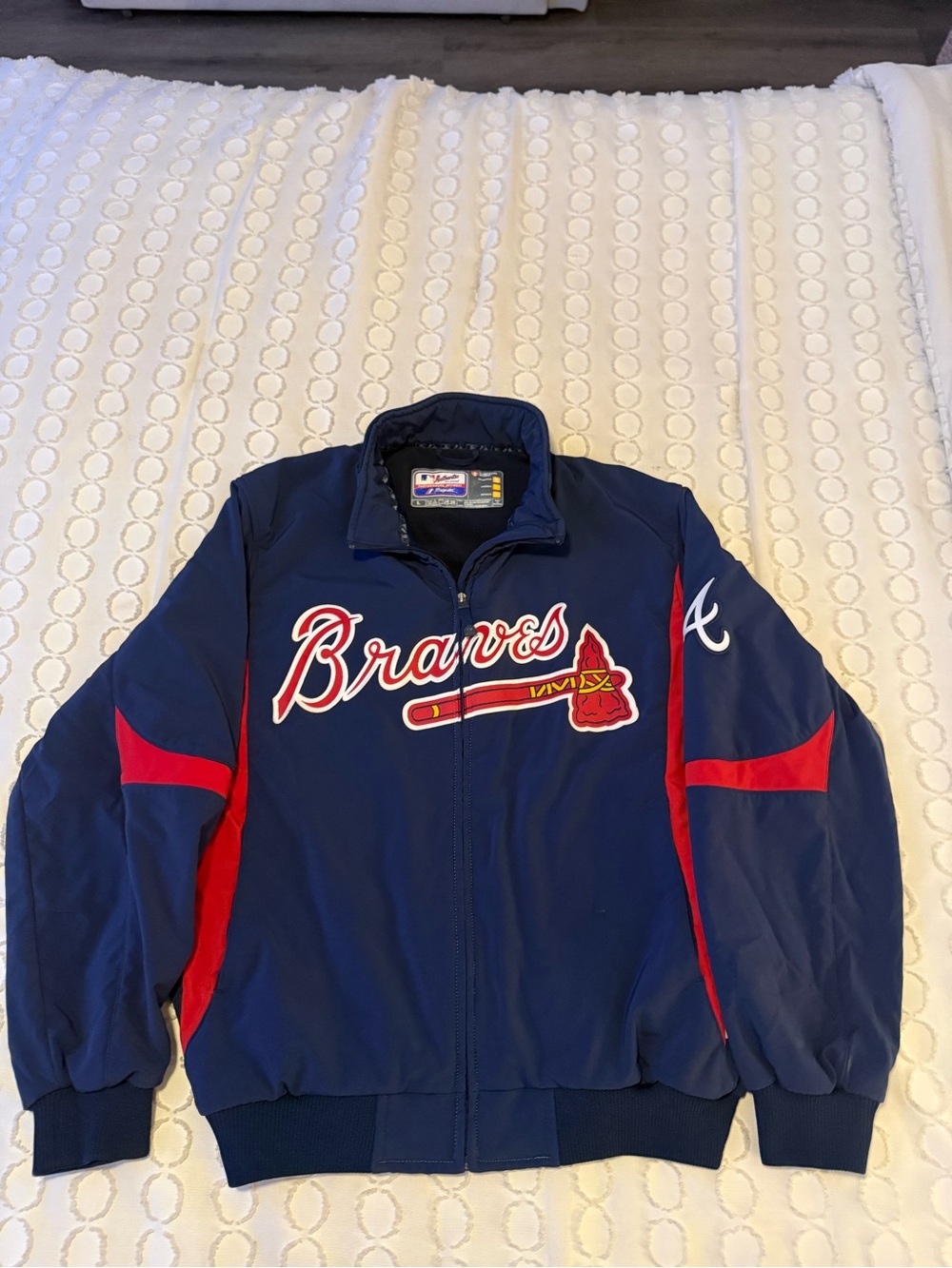 Majestic Navy and Red Authentic Performance Apparel Jacket Label